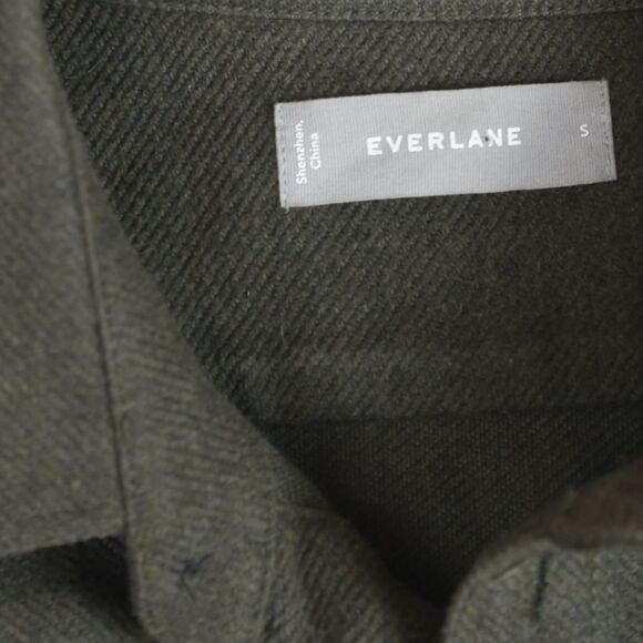 Everlane Shirt Mens Small Olive Green Heavyweight Overshirt Brush Flannel - Picture 5 of 8